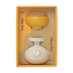 Ladolea Set of 2 Greek Fleur De Sel Sea Salt & Extra Virgin Olive Oil, 30g & 80ml