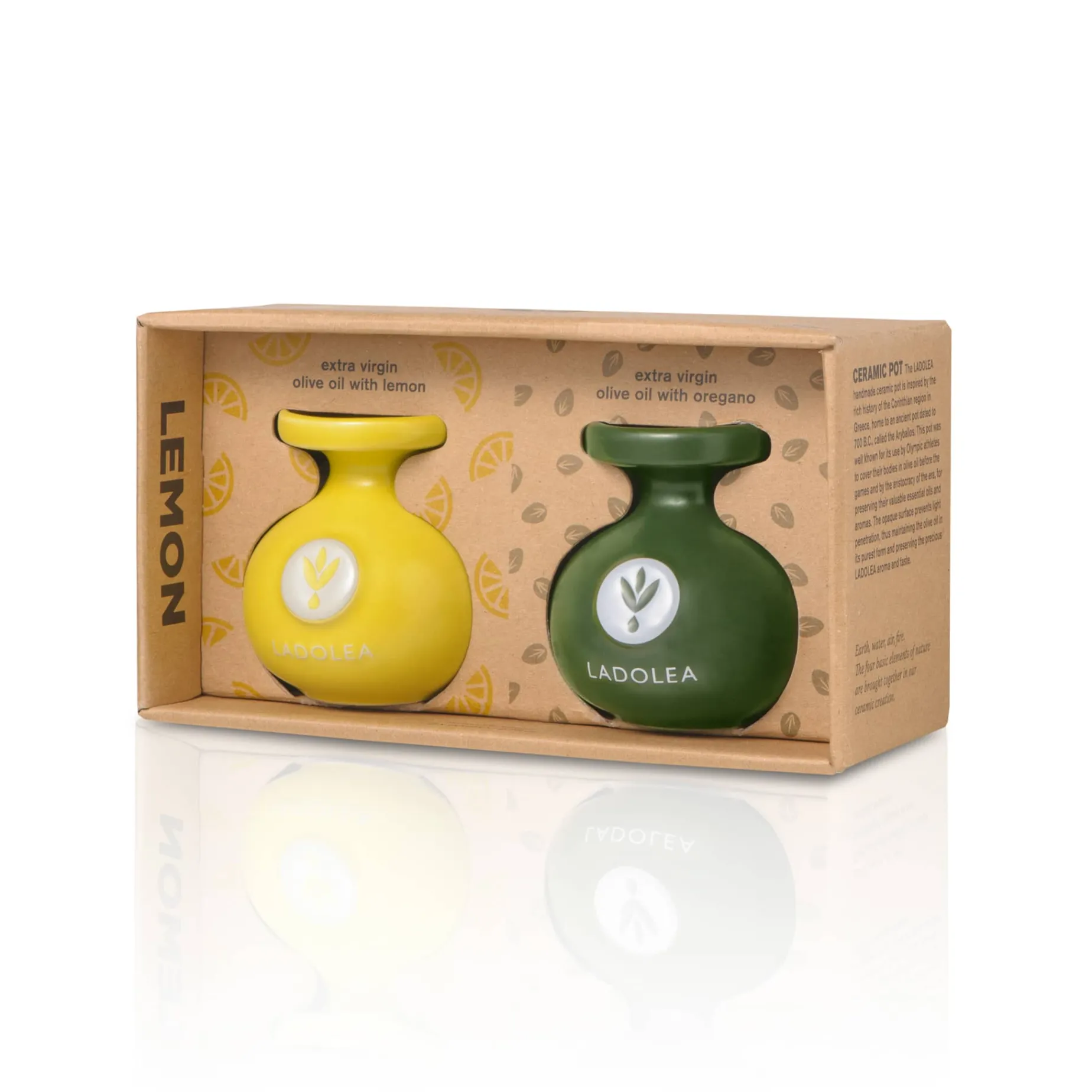 Ladolea Set of 2 Lemon & Oregano Infused Extra Virgin Olive Oil, 80ml