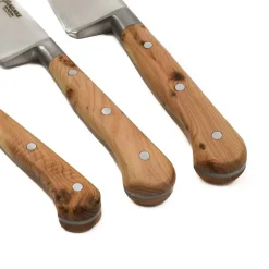 Laguiole en Aubrac Set of 3 Classic Knives in Oak Box, Juniper
