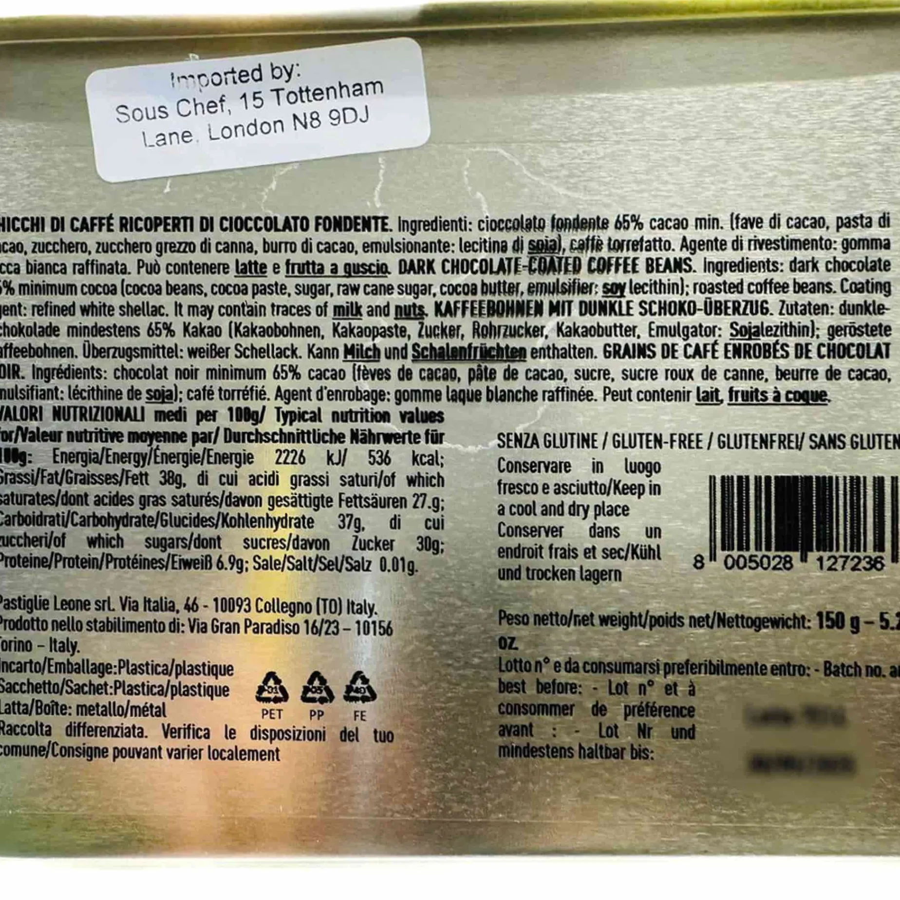 Leone Dark Chocolate Coffee Beans Gift Box, 150g