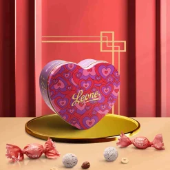 Leone Love Heart Tin with Dark Chocolate Cri Cri, 100g