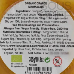 LoRUSSo Organic Artisanal Orange Jam, 305g