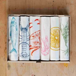 Lottie Day Seafood Design Napkins, Box of 6