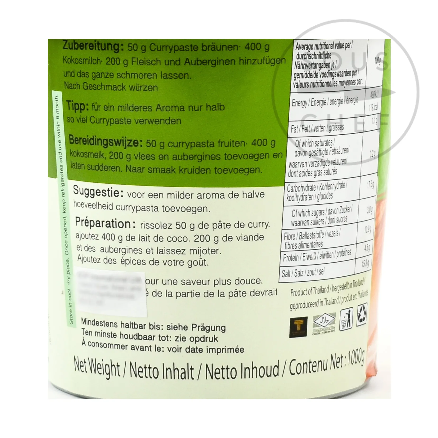 Mae Ploy Green Curry Paste, 1kg