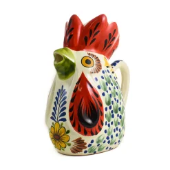 Mexican Hand Painted Blue Rooster Pitcher