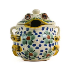 Mexican Hand Painted Floral Frog Sugar Bowl