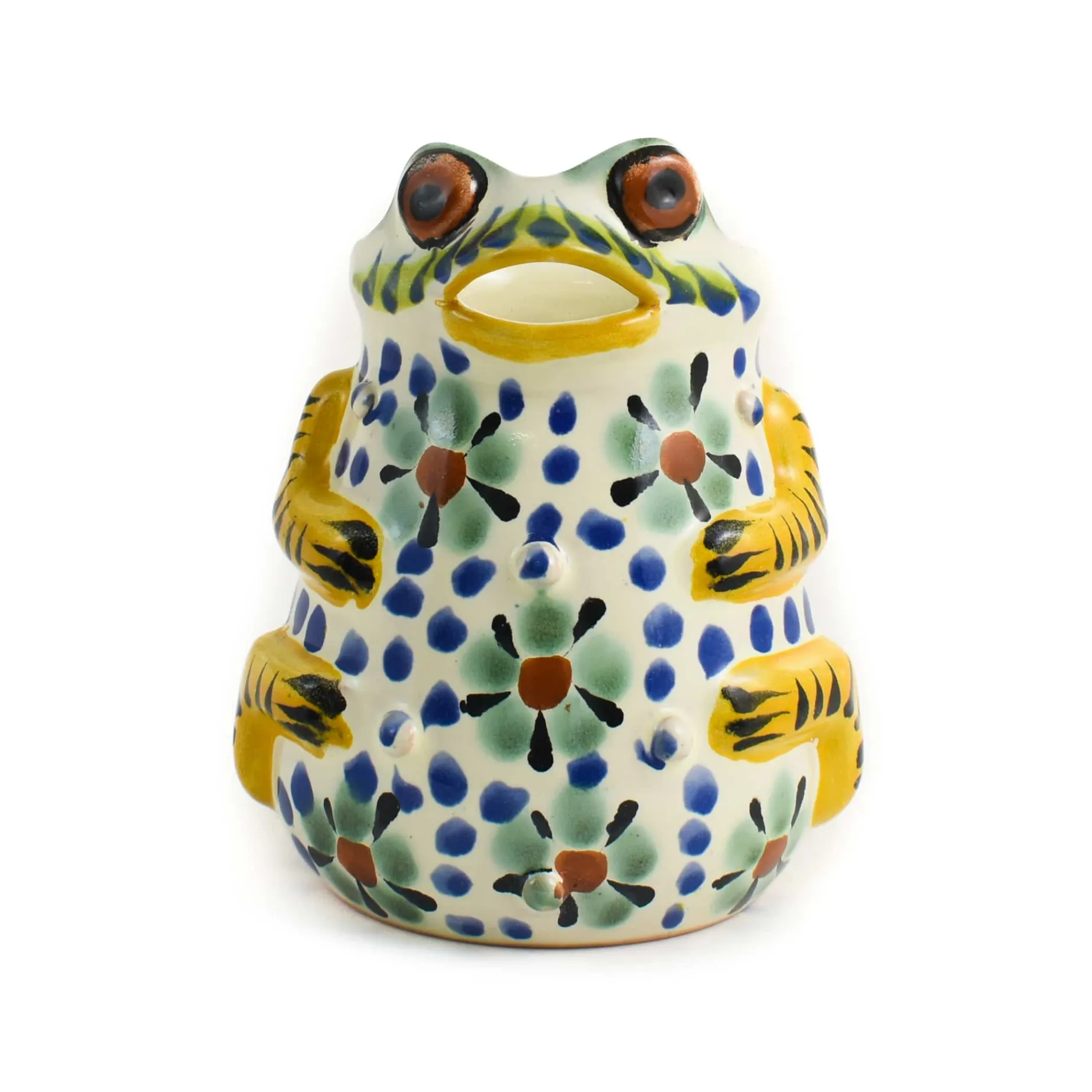 Mexican Hand Painted Floral Frog Milk Jug