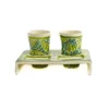 Mexican Hand Painted Green Tequila Cup Set