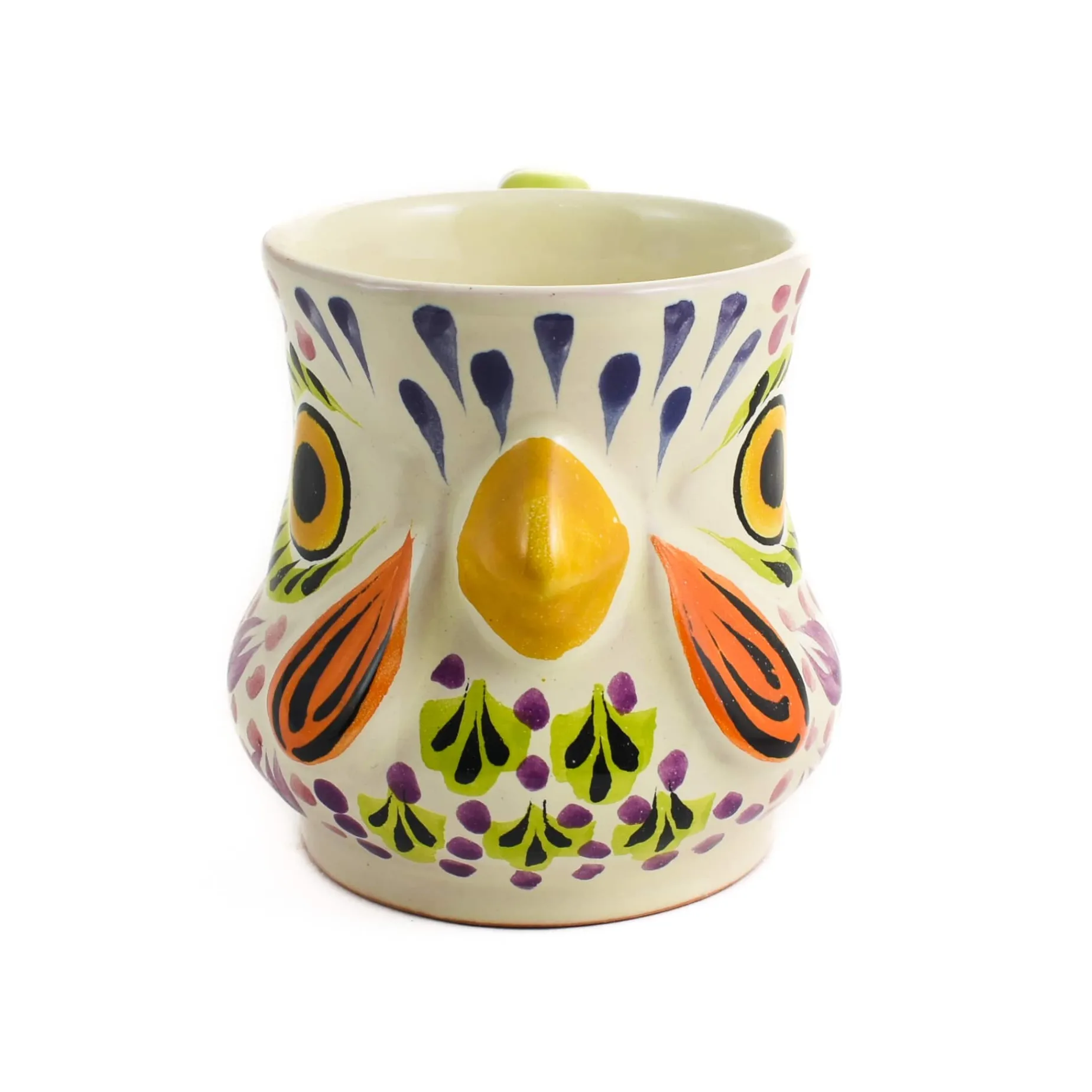 Mexican Hand Painted Rooster Mug with Green Detail