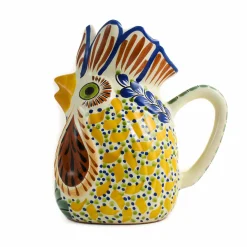 Mexican Hand Painted Yellow Rooster Pitcher