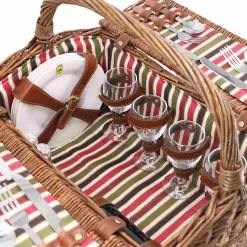 Montmarte Red Striped Picnic Hamper, 4 Person