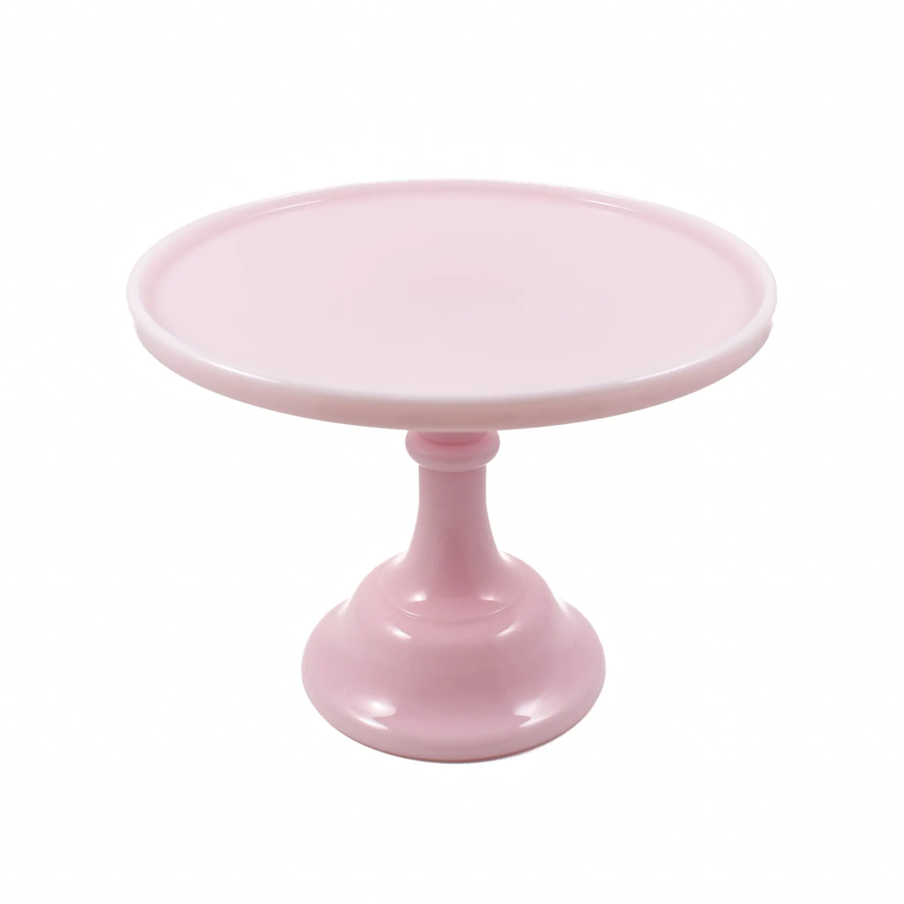Mosser Glass Pink Milk Glass Cake Stand 10"