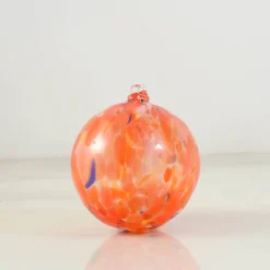 Murano Glass Decorative Sphere Ornament, Orange