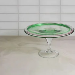 Murano Glass Green Cake Stand, 25cm