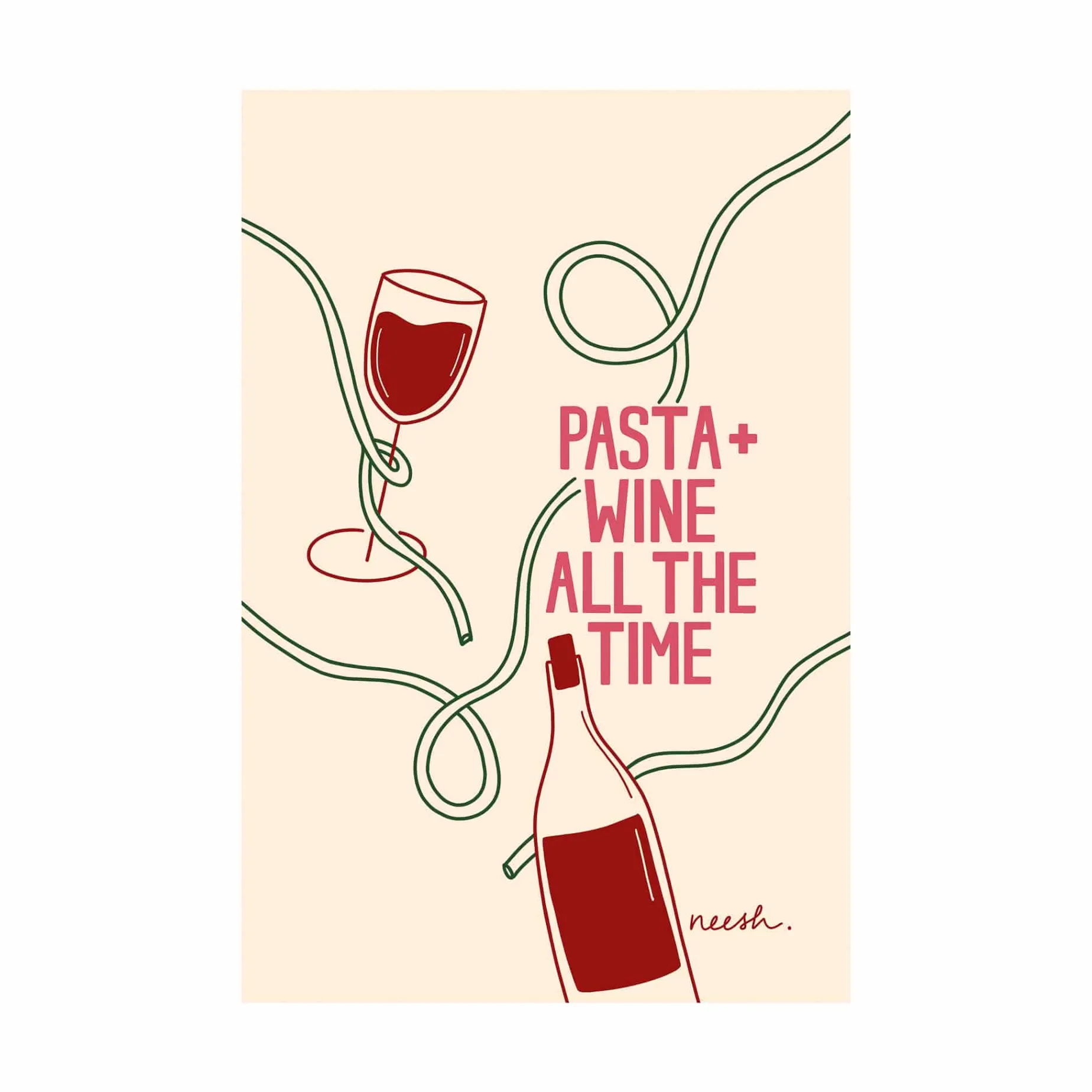 Neesh Home Pasta and Wine Tea Towel