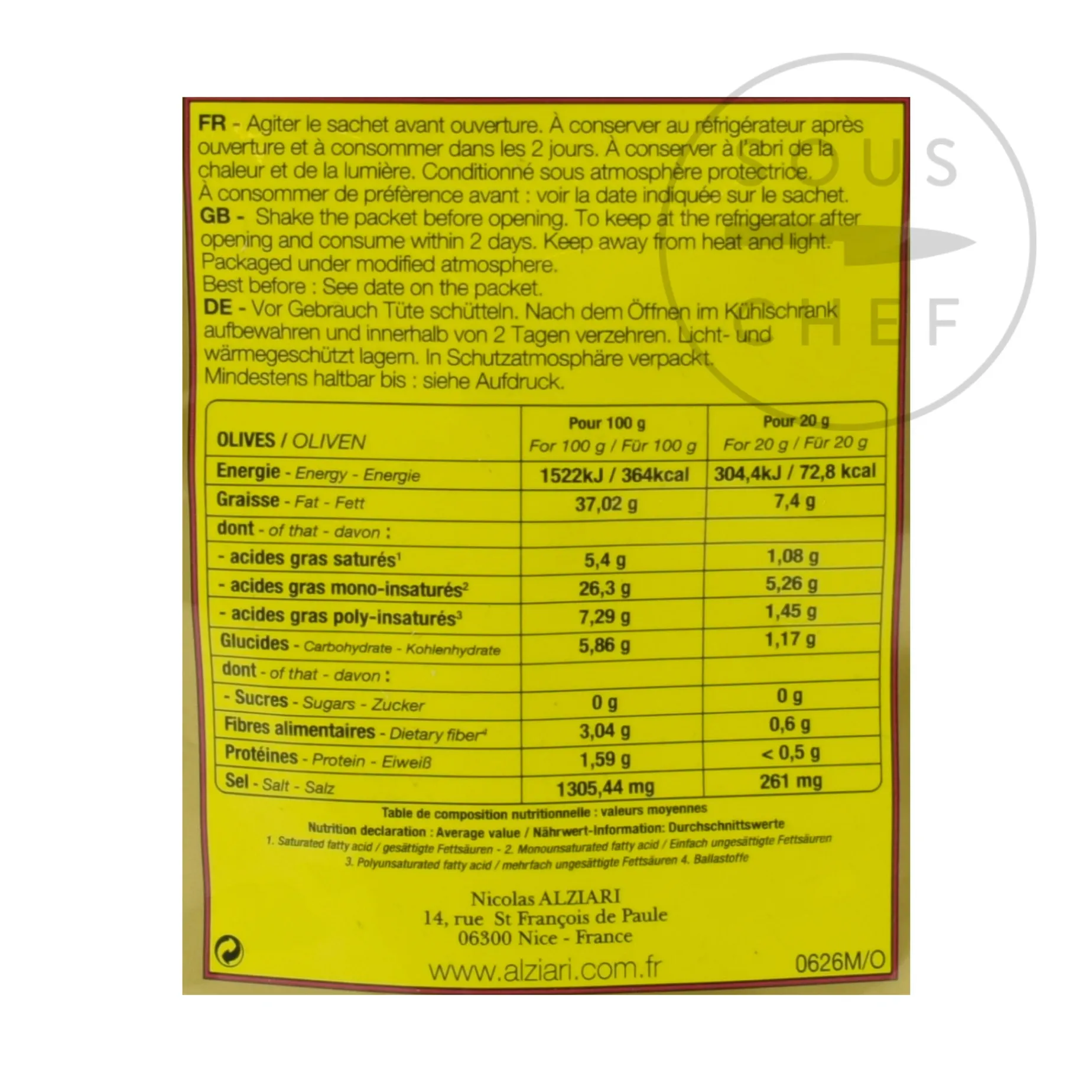 Nicolas Alziari Cailletier Olives with Orange & Herbes de Provence, 60g