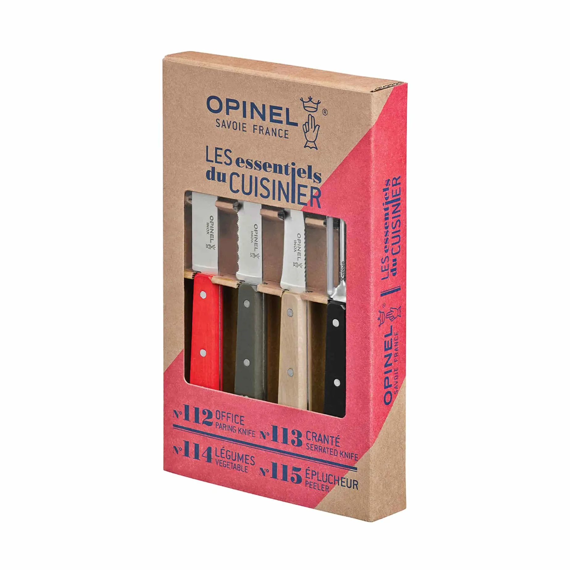 Opinel 4 Piece Red & Black Kitchen Essentials Knife Set