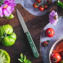 Opinel No 113 Khaki Beechwood Handle Serrated Paring Knife, 10cm