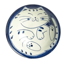 Orange Lucky Cat Japanese Ramen Bowl, 21cm