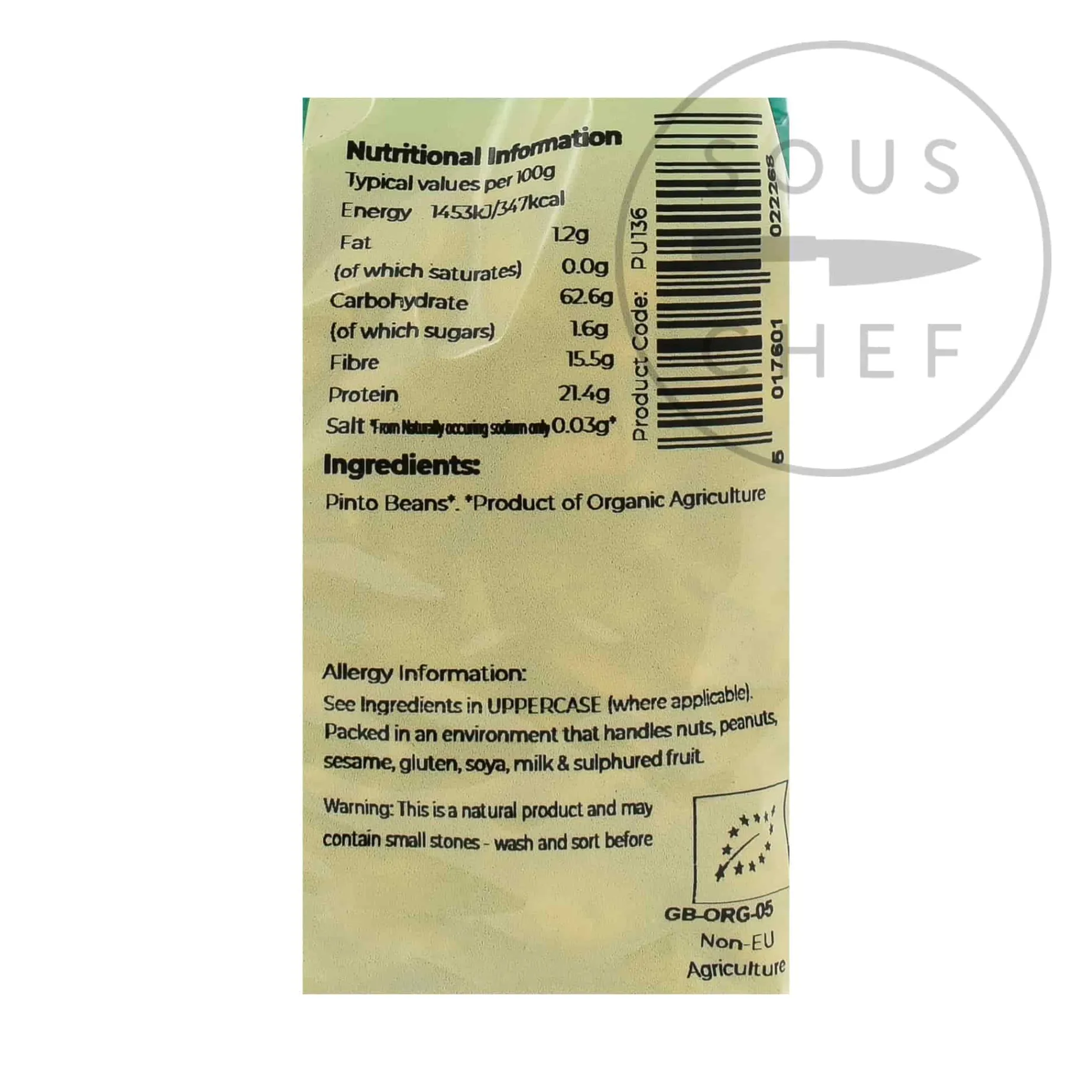 Organic Pinto Beans, 500g