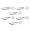 Pack of 6 Porcelain Canape Spoon with Circle Handle, 10cm