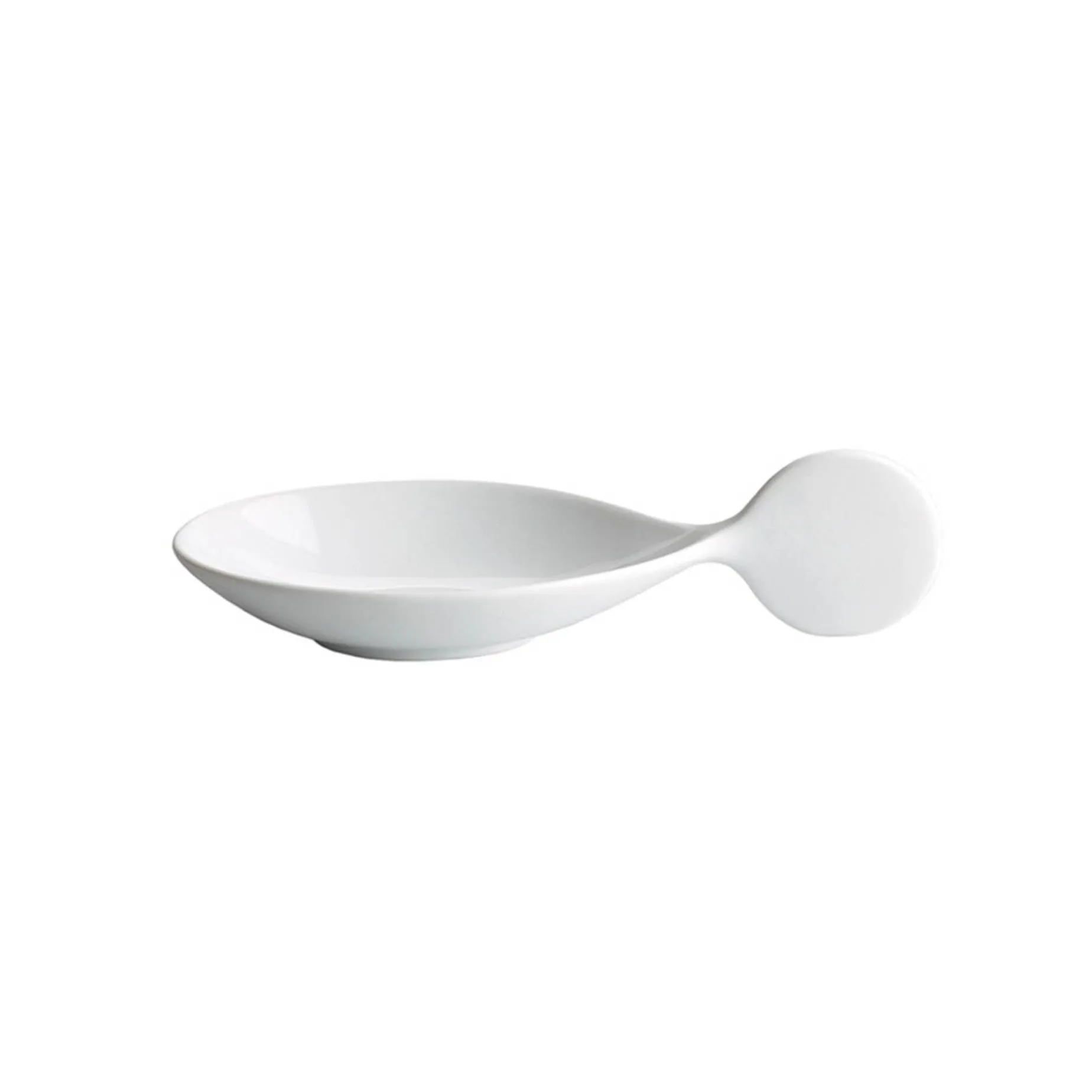 Pack of 6 Porcelain Canape Spoon with Circle Handle, 10cm
