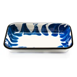 Paintstroke Enamel Roasting & Serving Dish, Blue & White