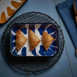 Paintstroke Enamel Roasting & Serving Dish, Blue & White