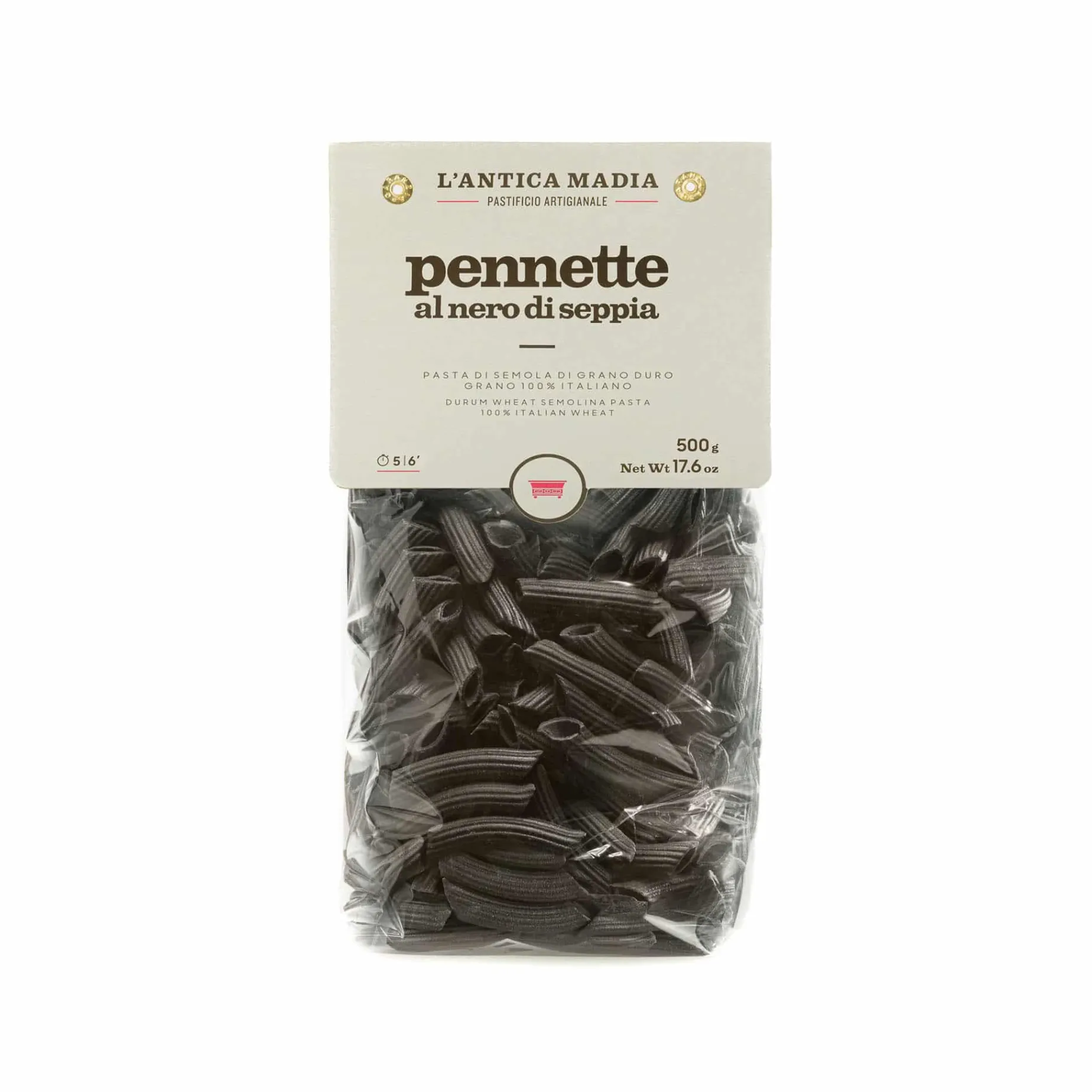 Pasta L'Antica Black Squid Ink Pennette Pasta, 500g
