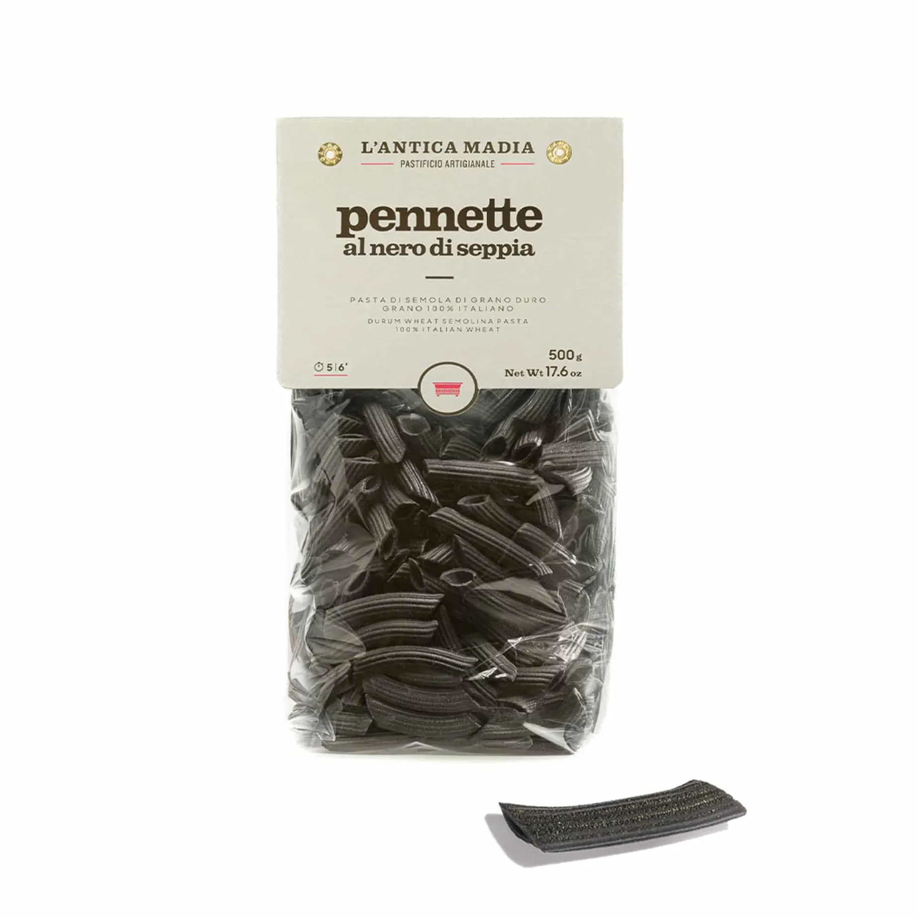 Pasta L'Antica Black Squid Ink Pennette Pasta, 500g