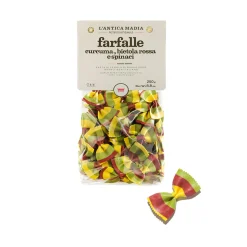 Pasta L'Antica Striped Farfalle with Turmeric, Beetroot & Spinach, 250g