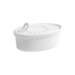 Porcelain Oval Canape Dish with Lid, 13cm dia