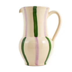 Puglia Green and Lilac Stripe Pitcher