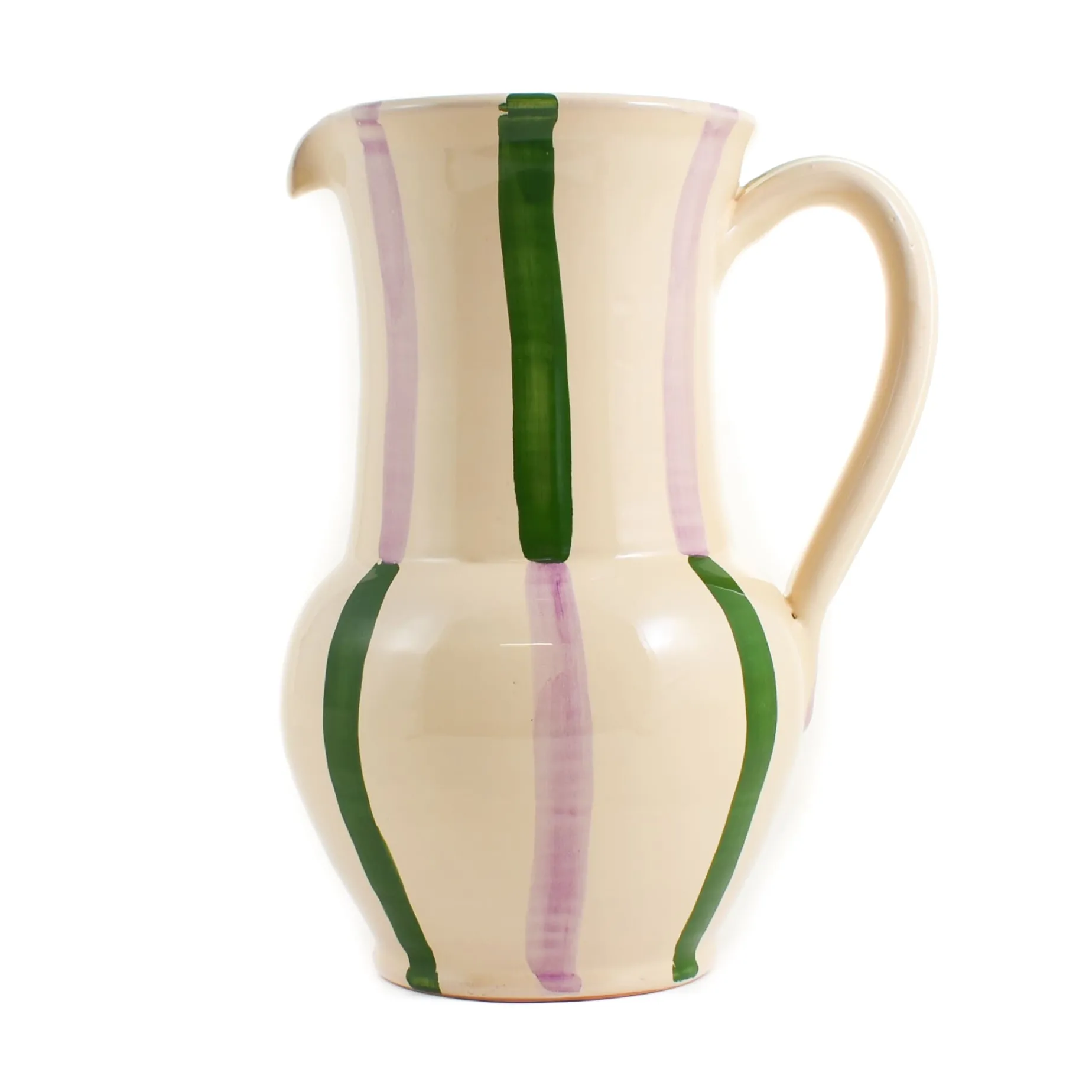 Puglia Green and Lilac Stripe Pitcher
