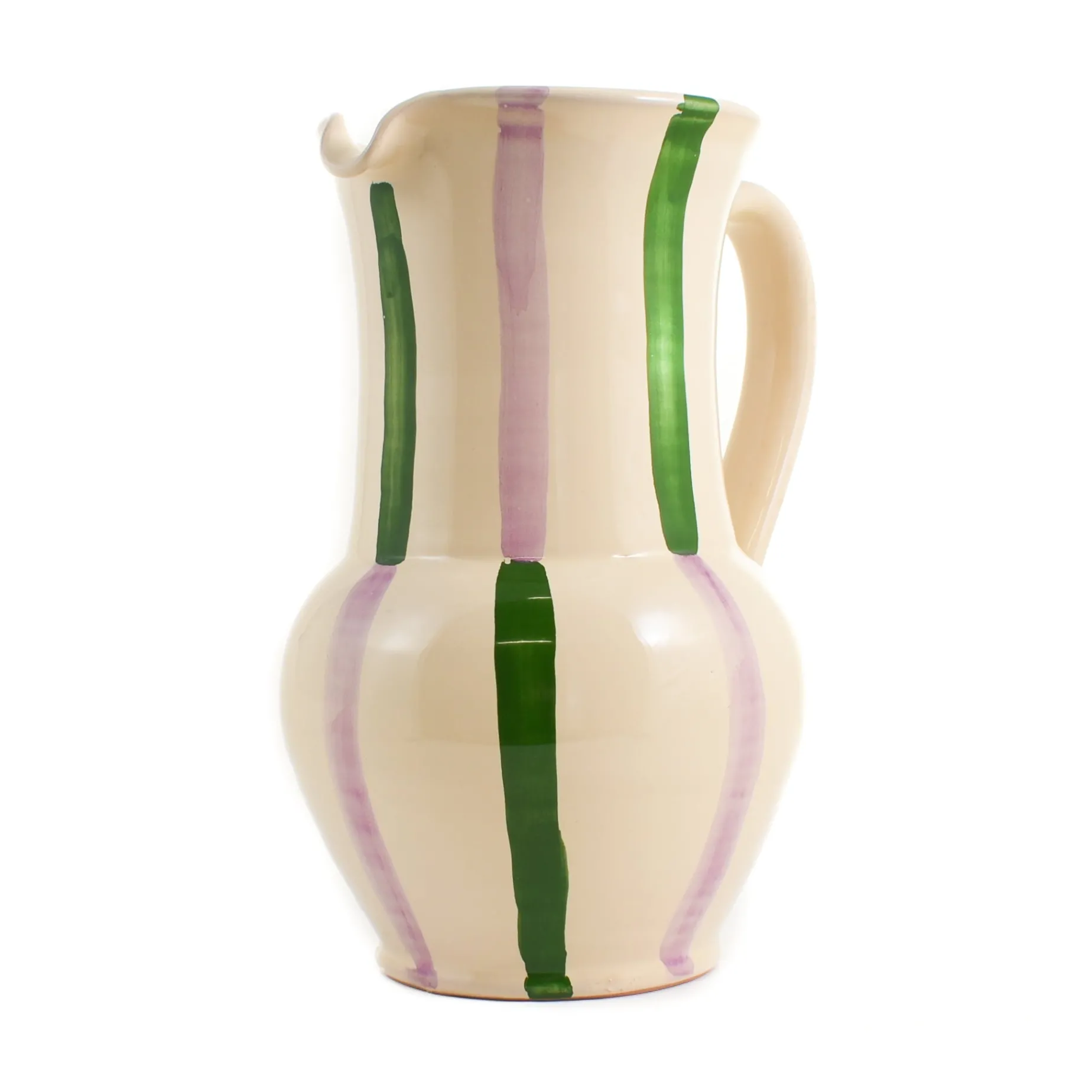Puglia Green and Lilac Stripe Pitcher