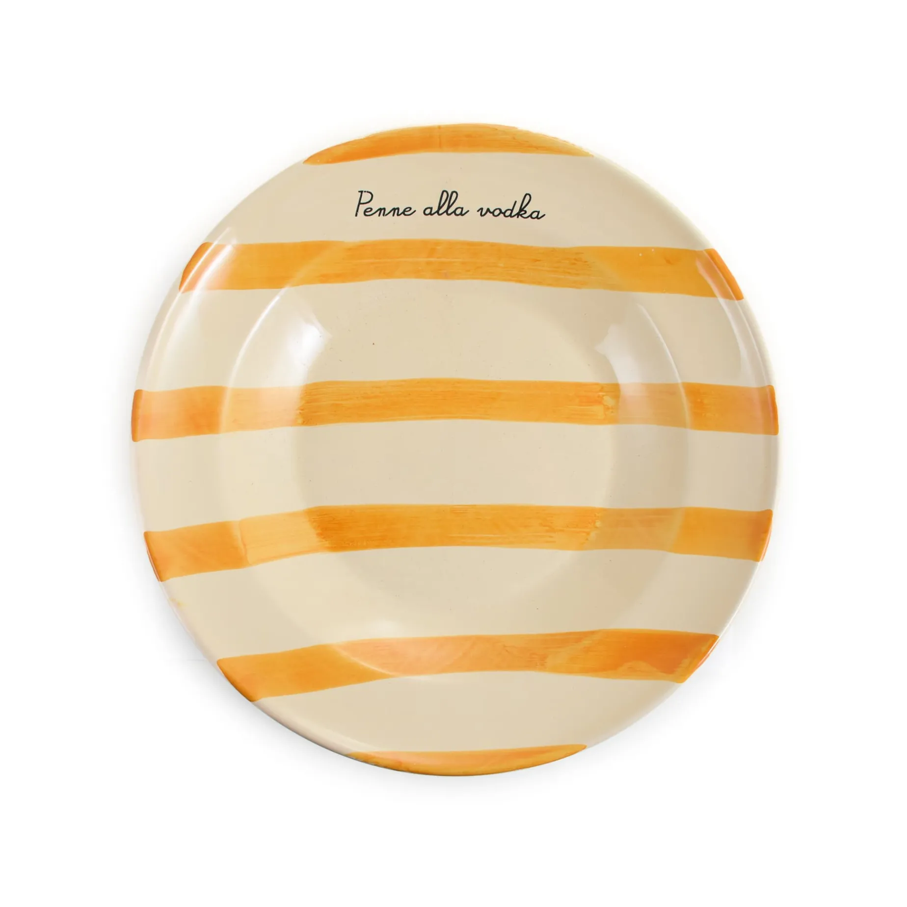 Puglia "Penne Alla Vodka" Yellow Stripe Pasta Bowl, 29cm