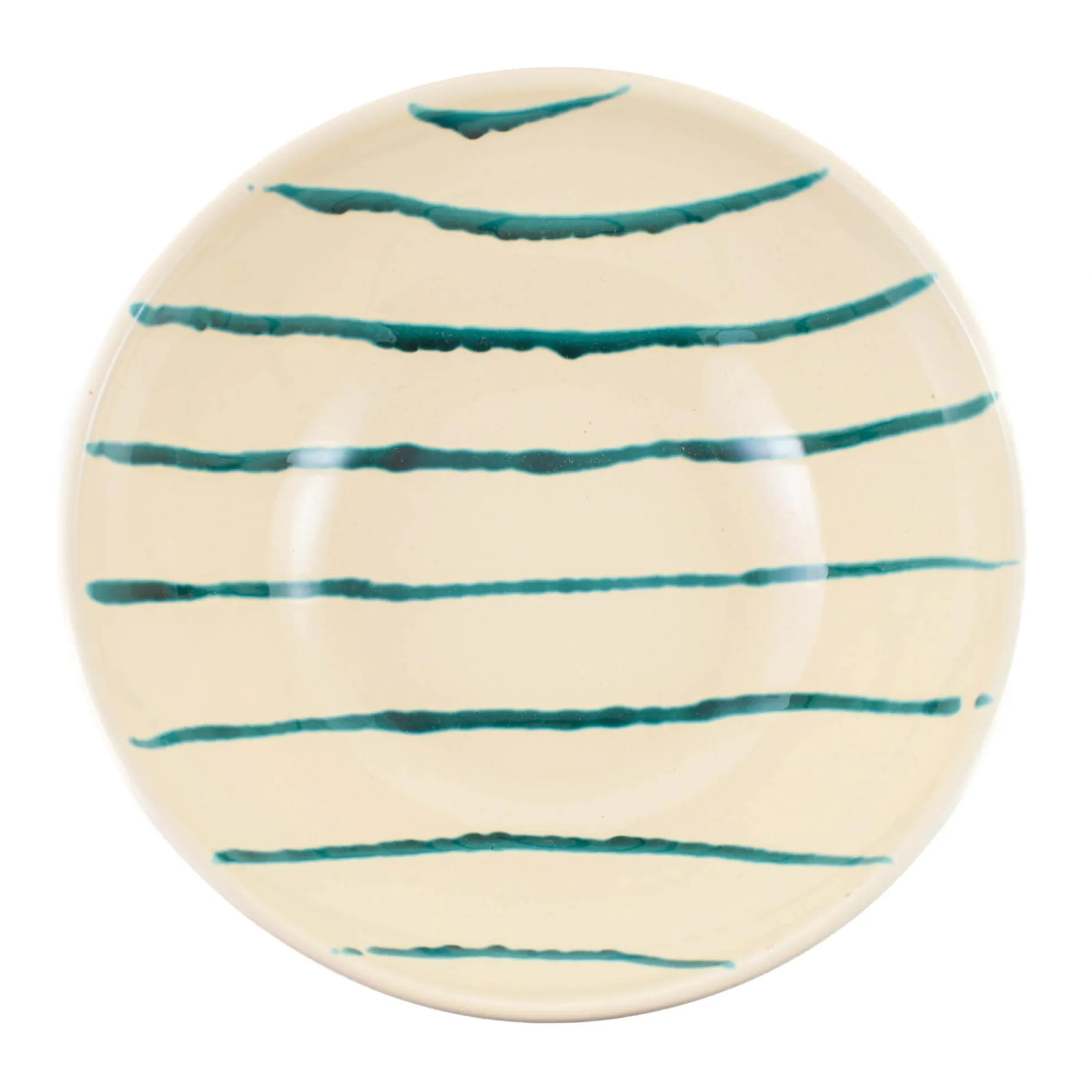Puglia Teal Stripe Large Salad Bowl, 34cm