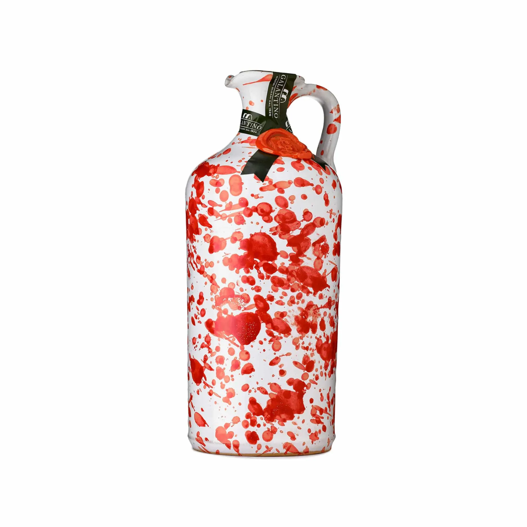 Puglian Extra Virgin Olive Oil in Red Splatter Ceramic Bottle, 500ml