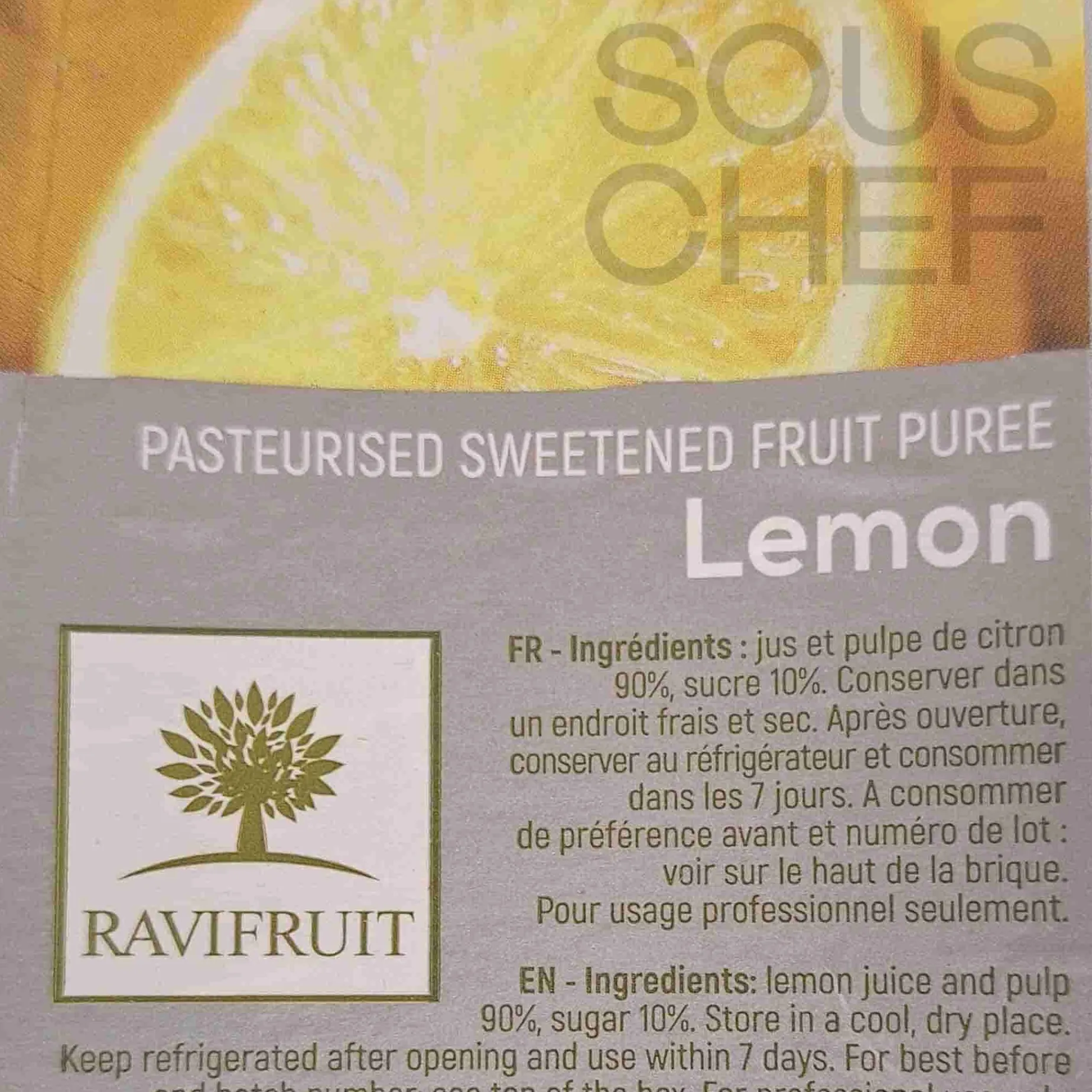 Ravifruit Lemon Puree, 1 Litre