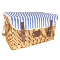 Saint-Malo Blue Striped Picnic Basket with Table, 4 Person