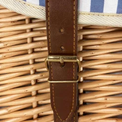 Saint-Malo Blue Striped Picnic Basket with Table, 4 Person