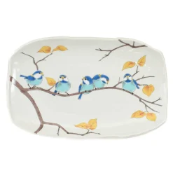 Seikou Porcelain Birds on Branch Rectangular Platter, 32cm