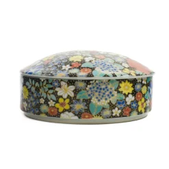 Seikou Porcelain Black Floral Motif Sweets Container, 3 Compartments