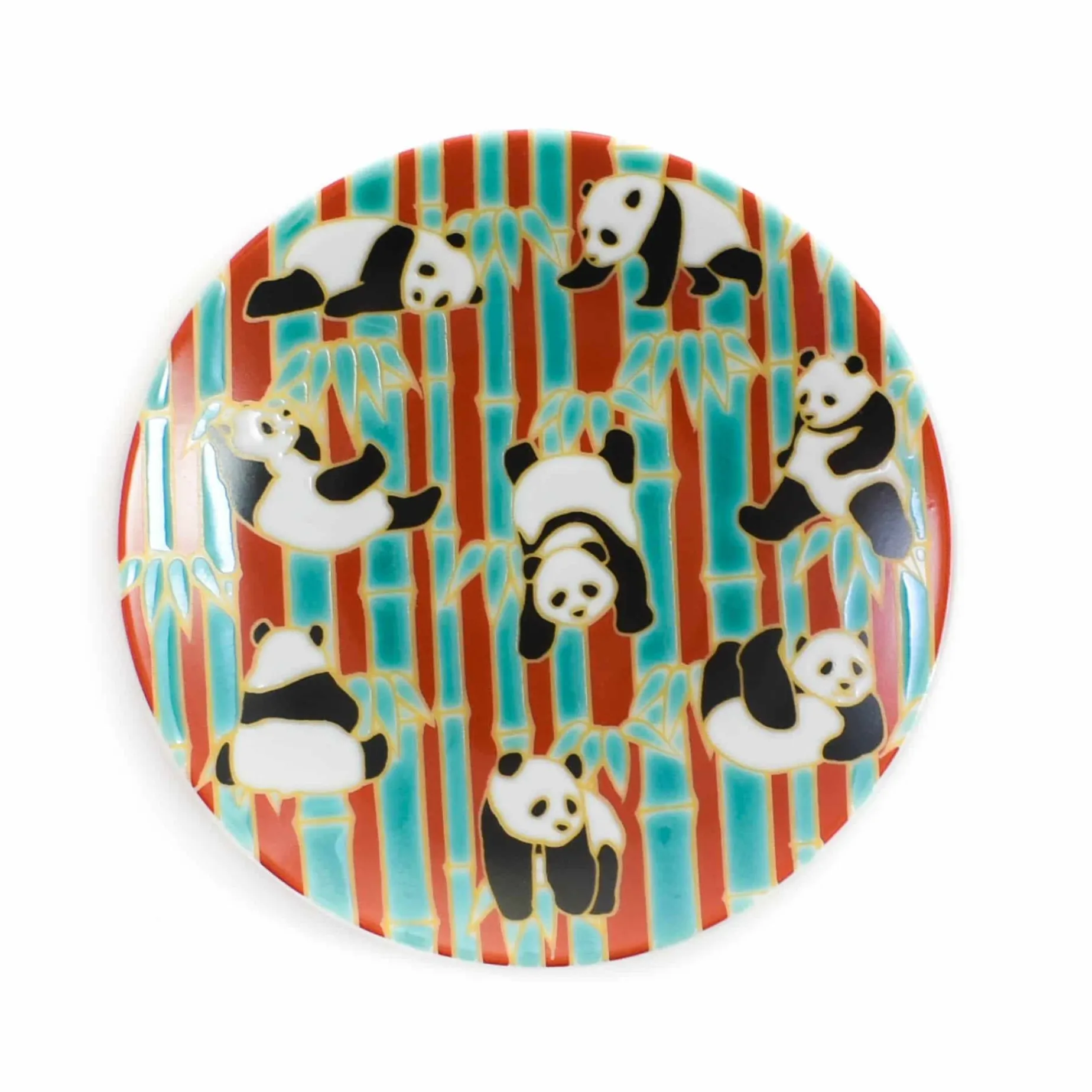 Seikou Porcelain Dancing Pandas Mamezara Garnish Plate, 10cm