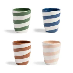 Set of 4 Abstract Stripe Tumblers, 10cm