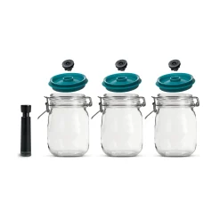 Set of 3 Airtender x Kilner Clip Top Jars with Vacuum Seal Lids