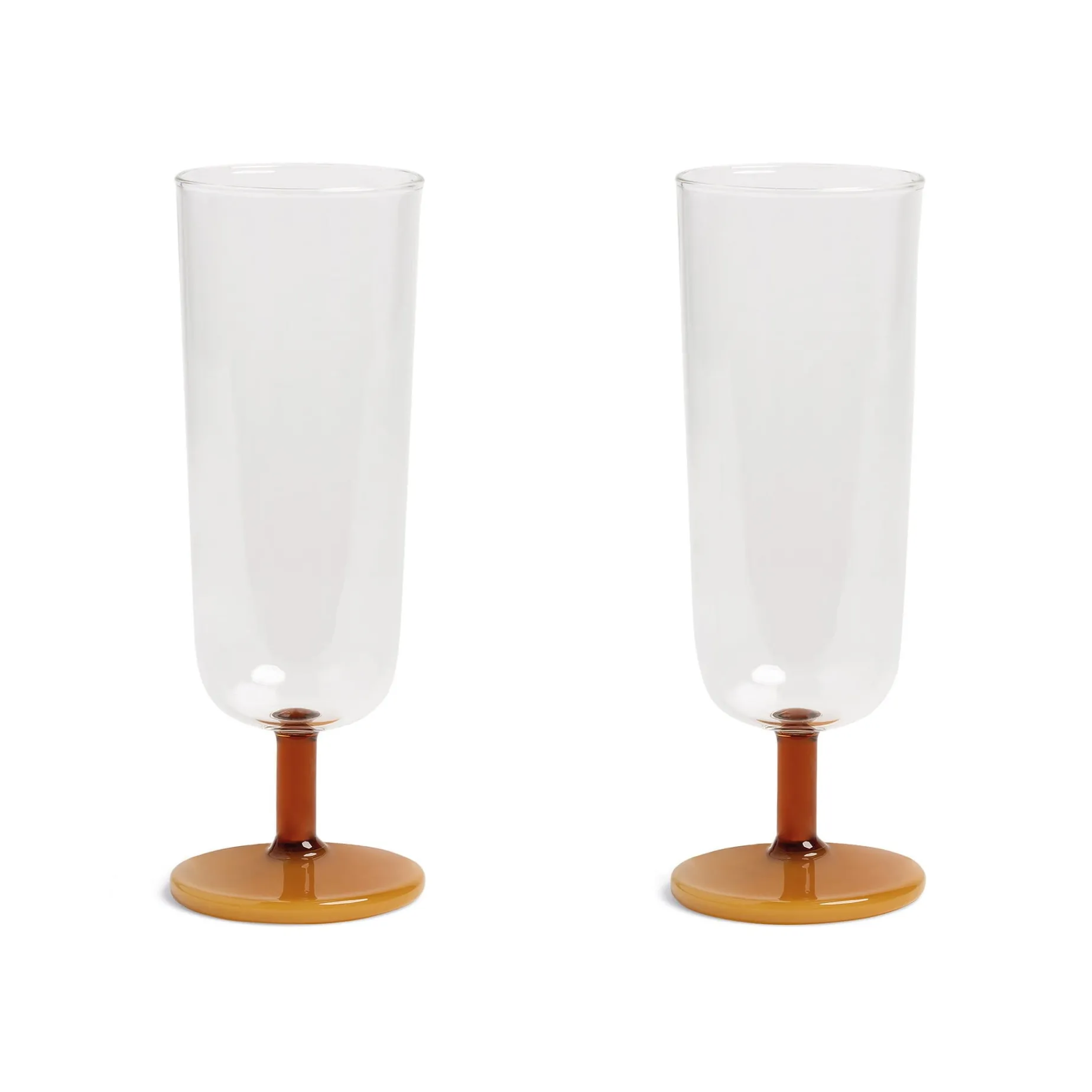 Set of 2 Amber Stem Champagne Flute, 250ml