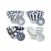 Set of 4 Assorted Blue Japanese Rice Bowls, 19.5cm