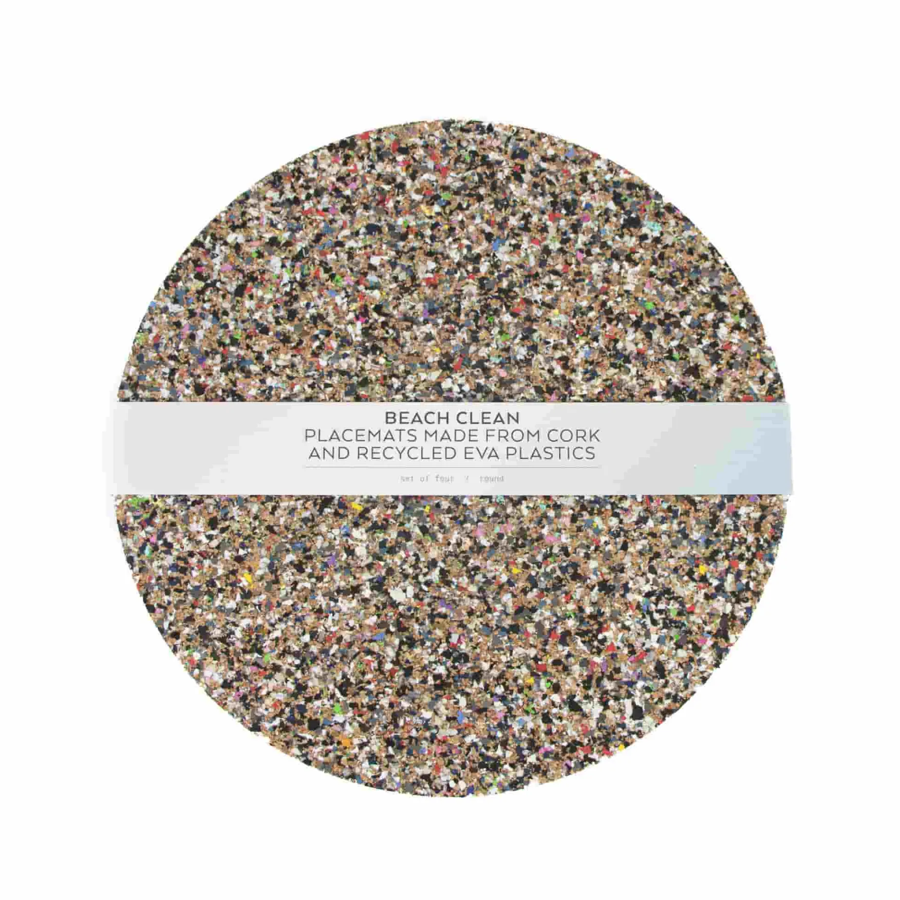 Set of 4 Beach Clean Recycled Cork Round Placemats, 30cm