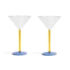 Set of 2 Blue & Yellow Stem Martini Glasses